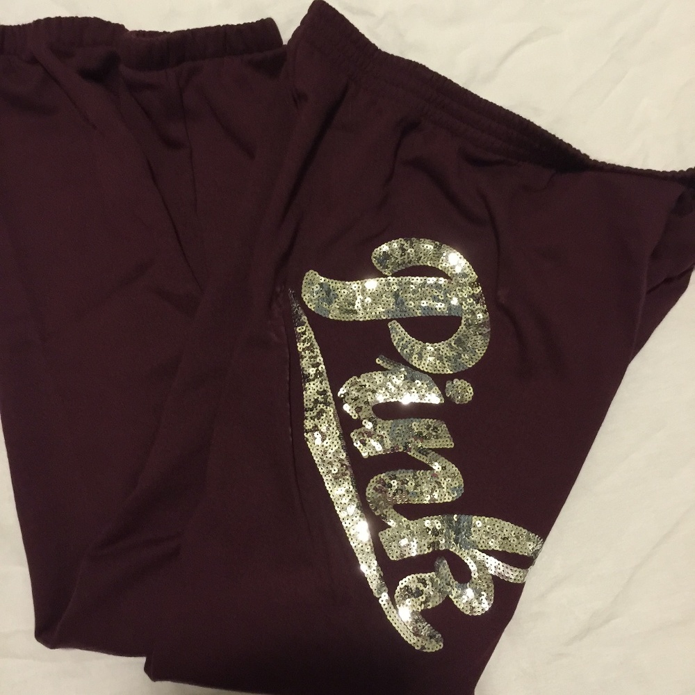 NWT Victoria Secret Pink Sequin Jogger Pants S - Picture 5 of 5